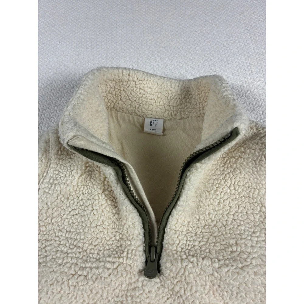 Gap Sherpa Quarter Zip Pullover Cream Gorpcore 2T